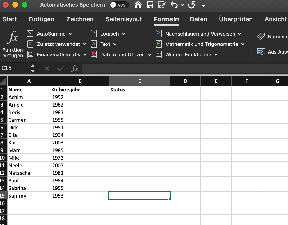 Excel Logische Wenn-Dann-Formel