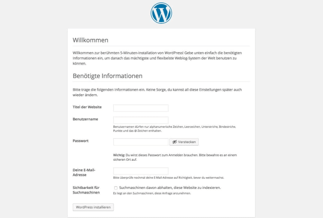 WordPress einrichten